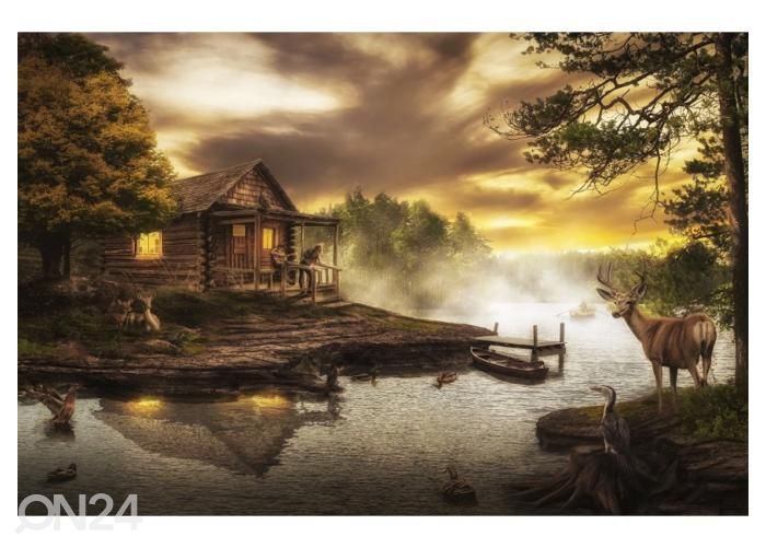 Флизелиновые фотообои Old Wooden House by the Stream on a Summer Evening 416x290 см увеличить