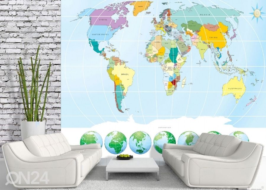 Флизелиновые фотообои World map 3 360x270 см увеличить