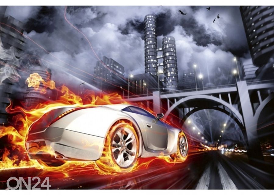 Флисовые фото-обои Car in flames 375x250 см увеличить