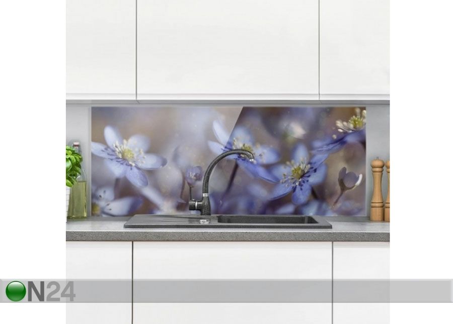 Фотостекло для кухонного фартука Anemones In Blue 40x100 cm увеличить