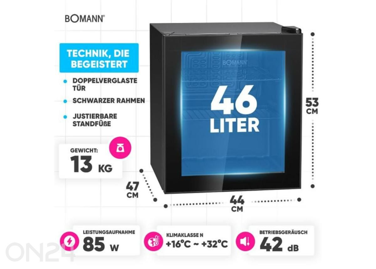 Холодильник со стеклянной дверью Bomann KSG7291 увеличить размеры