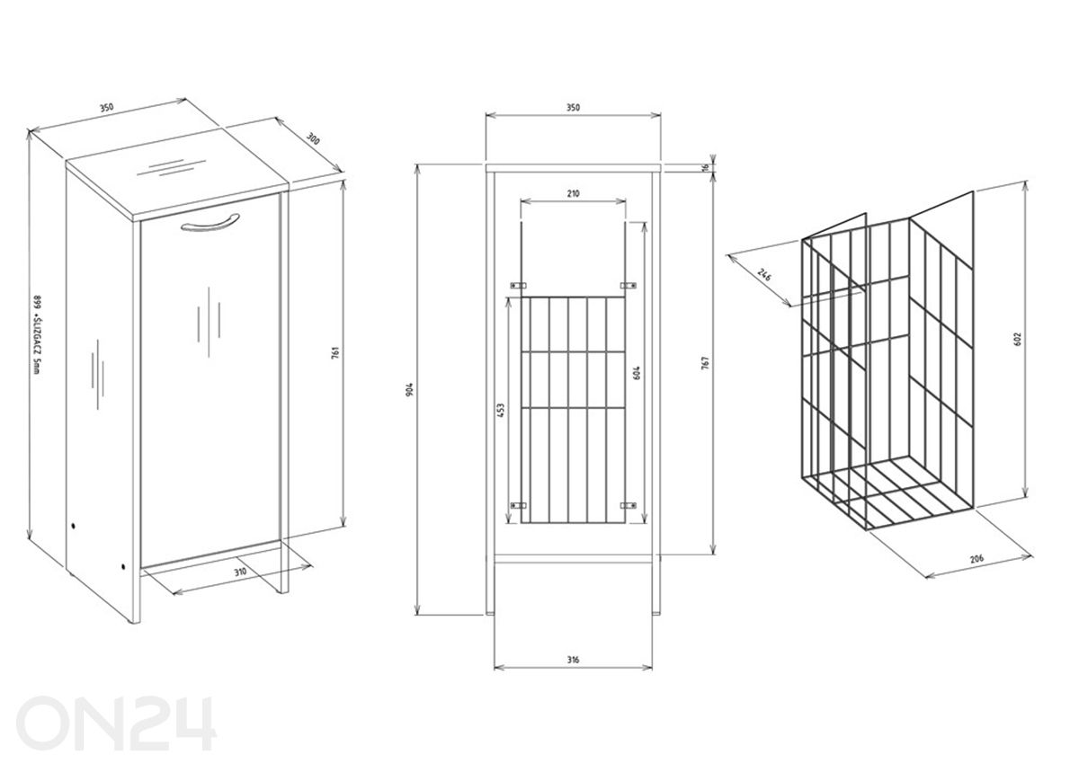 Шкафчик для ванной с корзиной для белья Nina увеличить размеры