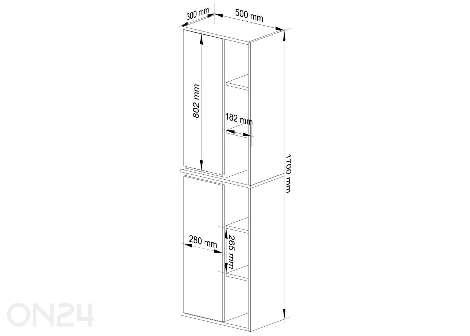 Шкафчик для ванной Vami увеличить размеры