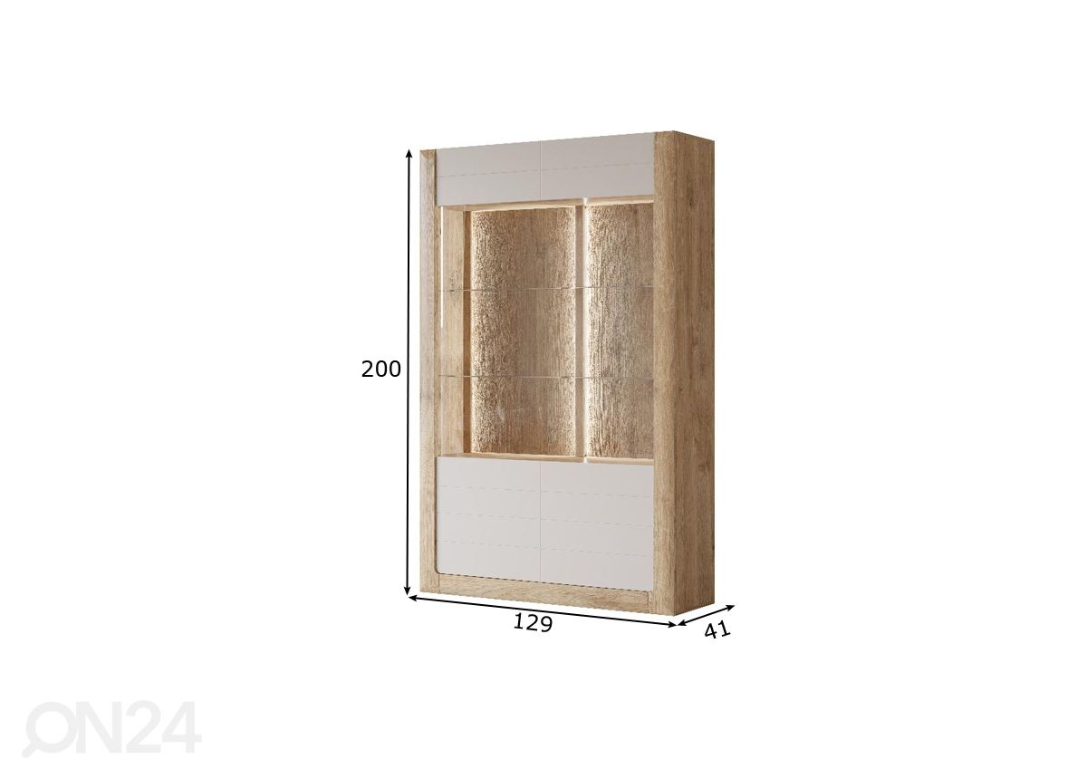 Шкаф-витрина Cassandra 129 cm, дуб/кашемир увеличить размеры