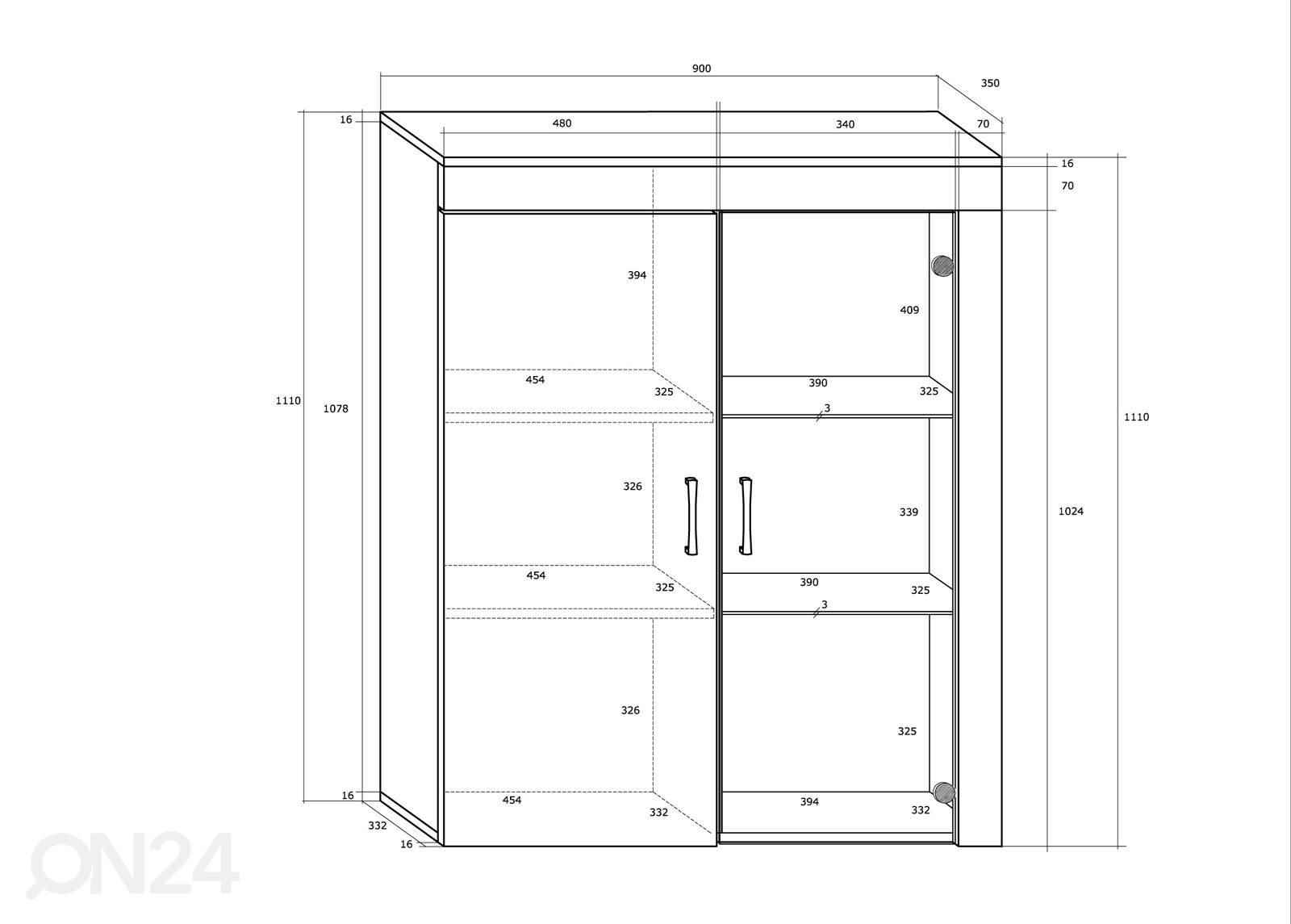 Шкаф-витрина Keana 90 cm увеличить размеры