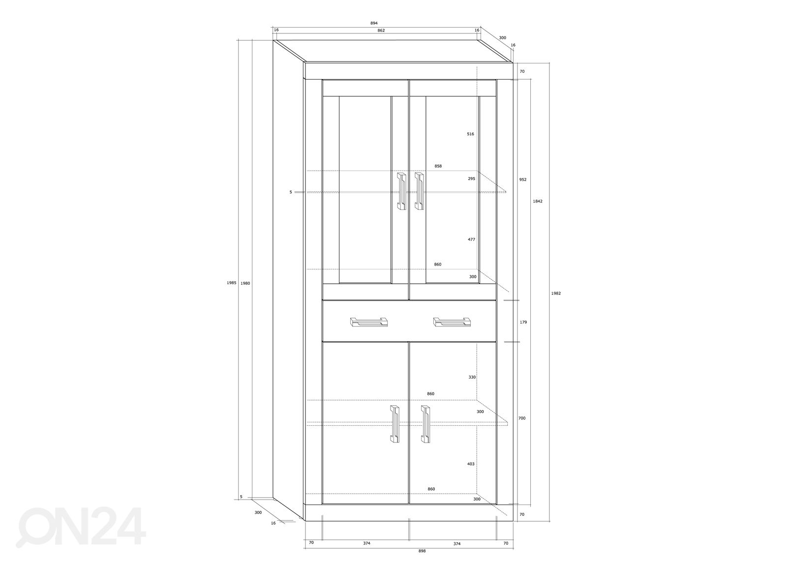 Шкаф-витрина Skibbereen 90 cm увеличить размеры