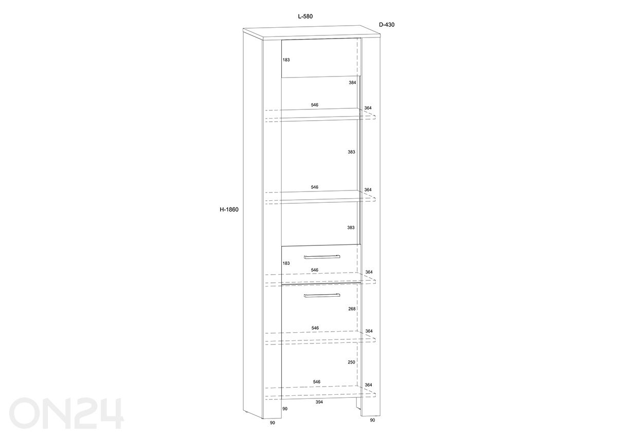 Шкаф-витрина Slide 58 см увеличить размеры