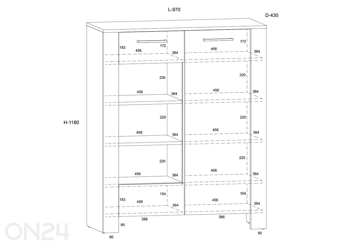 Шкаф-витрина Slide 97 см увеличить размеры