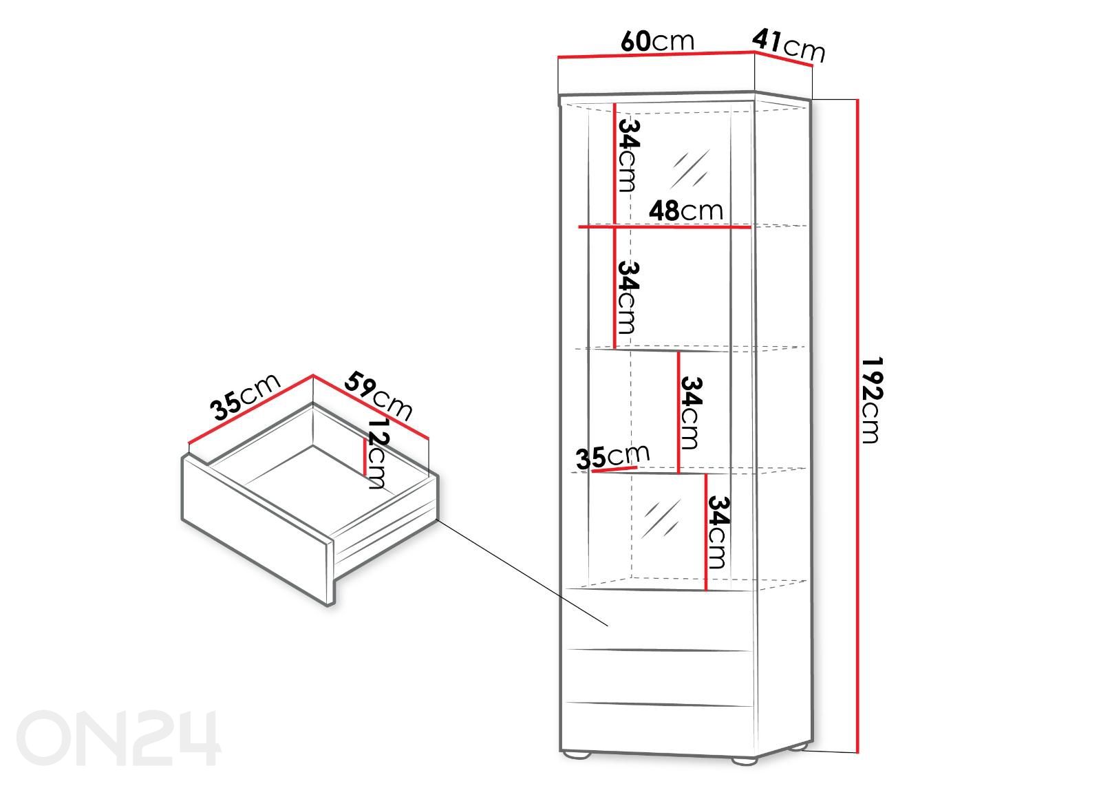 Шкаф-витрина Soho 60 см + LED увеличить размеры