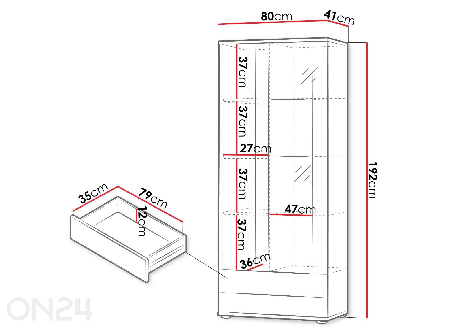 Шкаф-витрина Soho 80 см + LED увеличить размеры