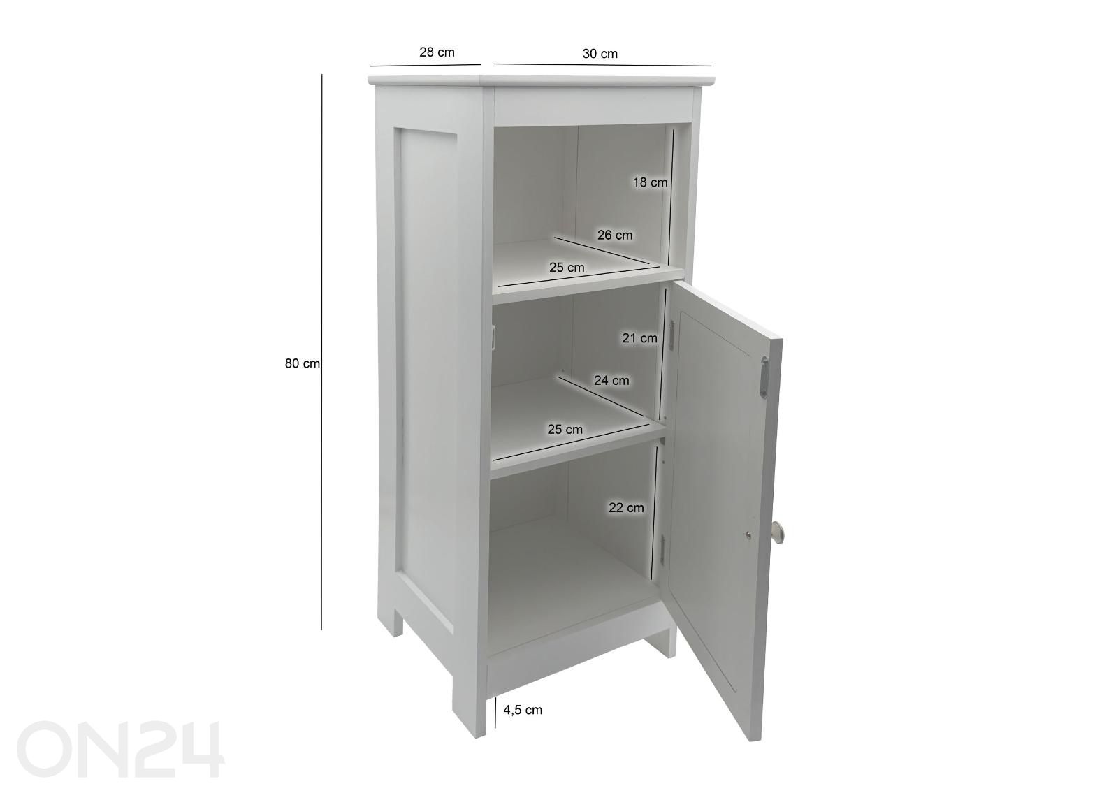 Шкаф в ванную комнату 30x28x80 см, белый увеличить размеры