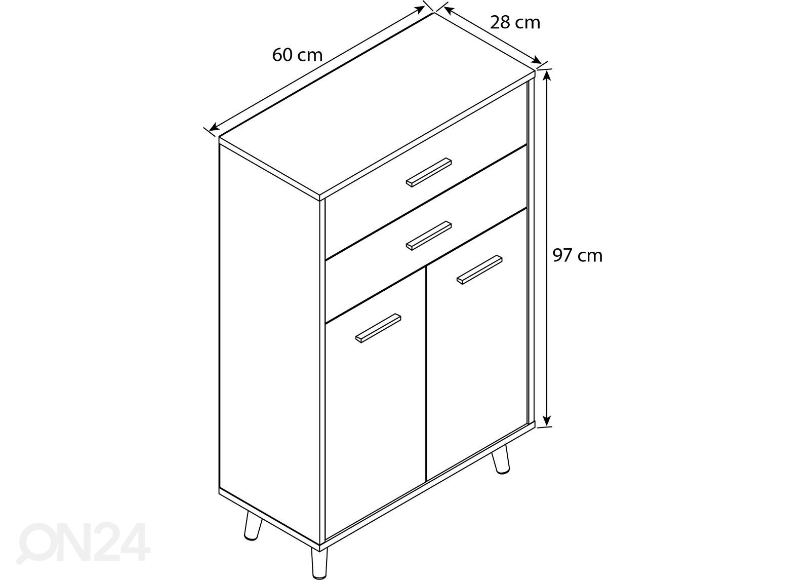 Шкаф в ванную / комод Landos 60 cm увеличить размеры