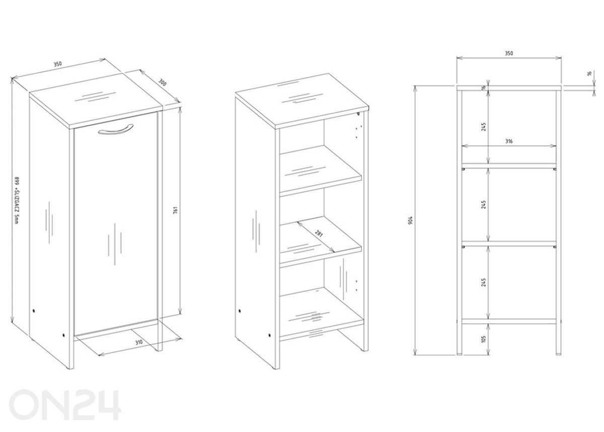 Шкаф в ванную Nina увеличить размеры