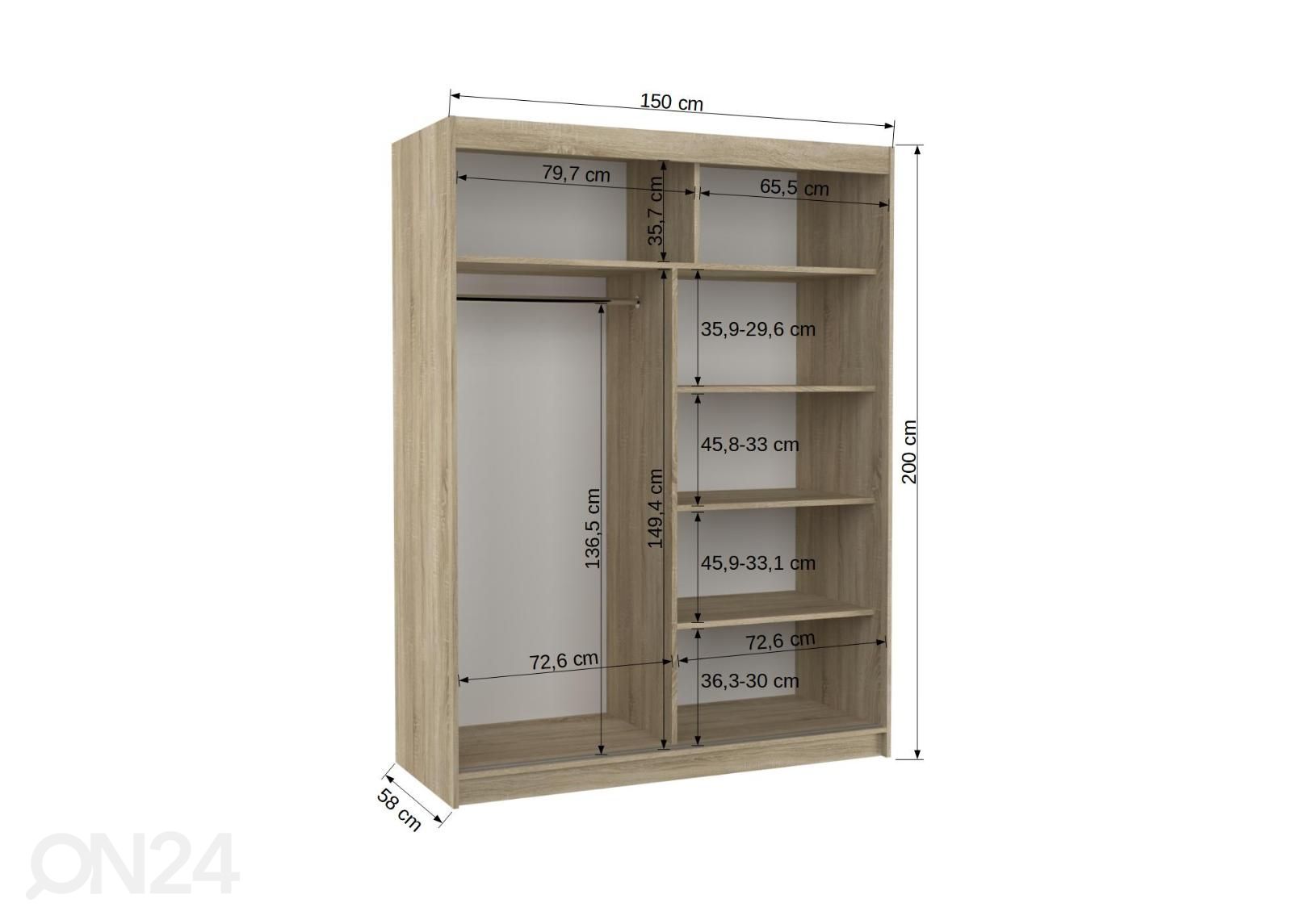 Шкаф-купе 150 cm увеличить размеры
