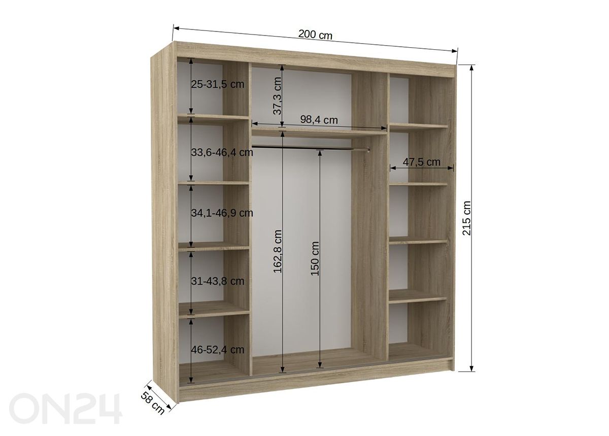 Шкаф-купе 200 см увеличить размеры