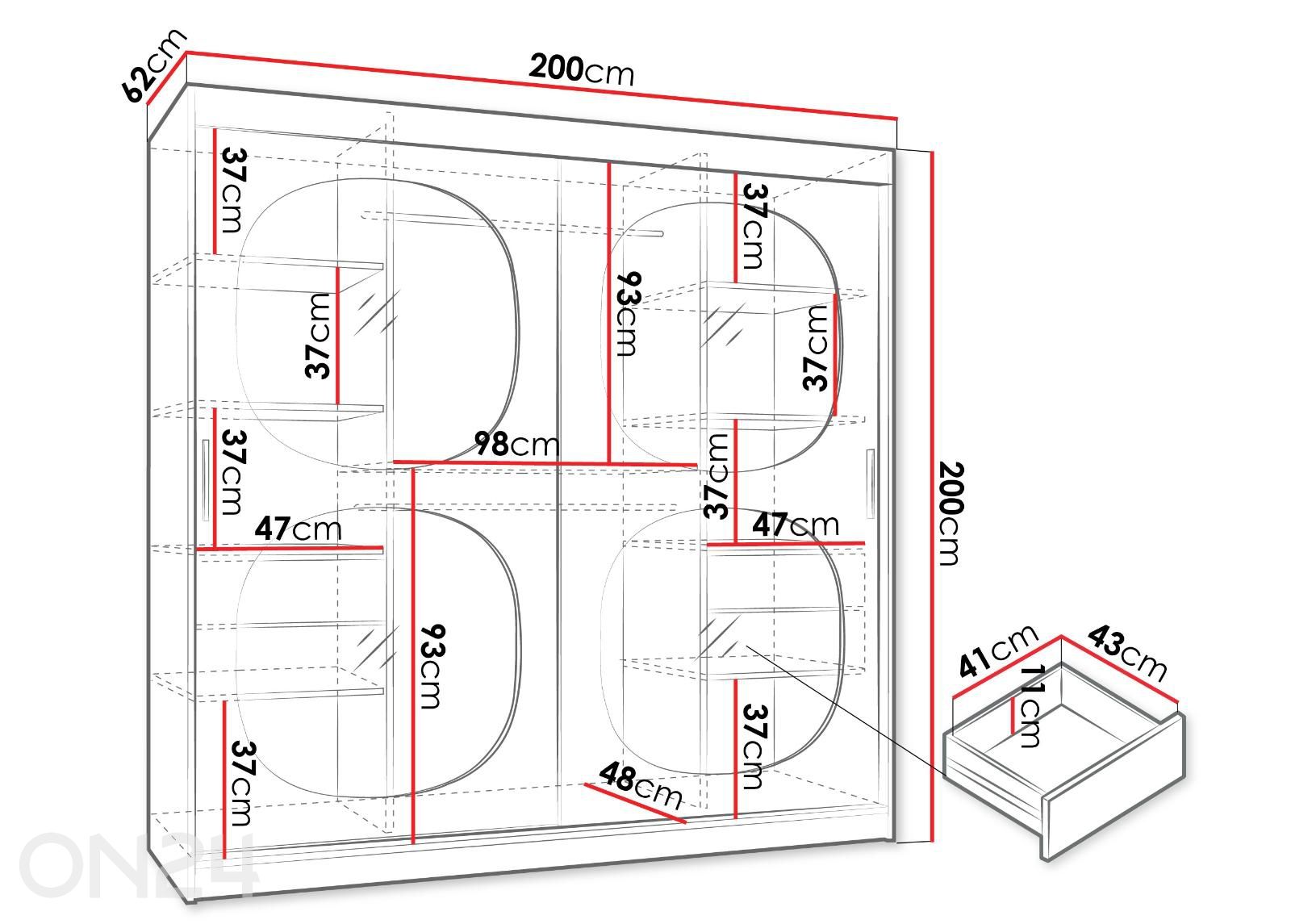 Шкаф-купе Bahrajn 200 см + LED увеличить размеры