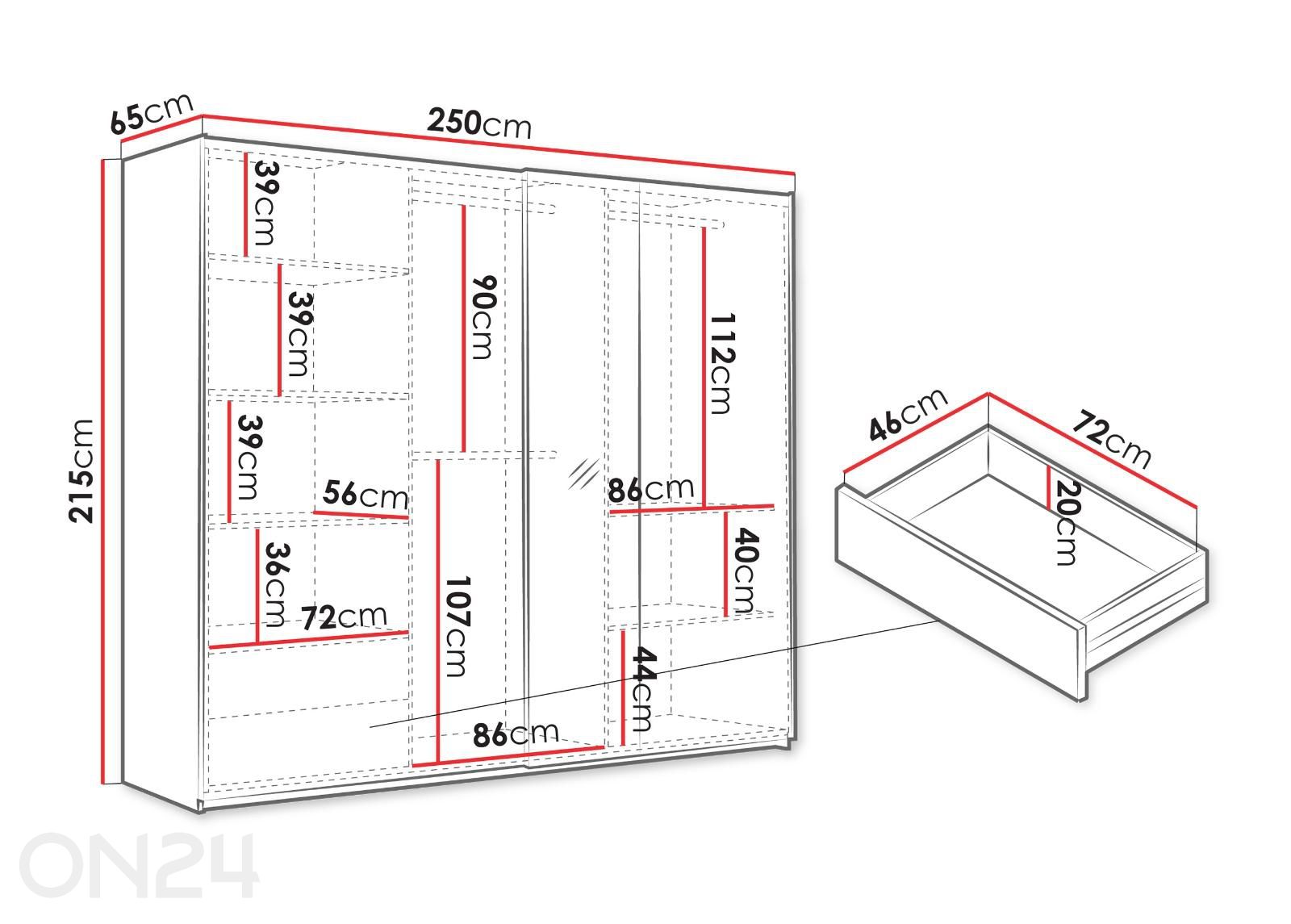 Шкаф-купе Evora 250 см увеличить размеры
