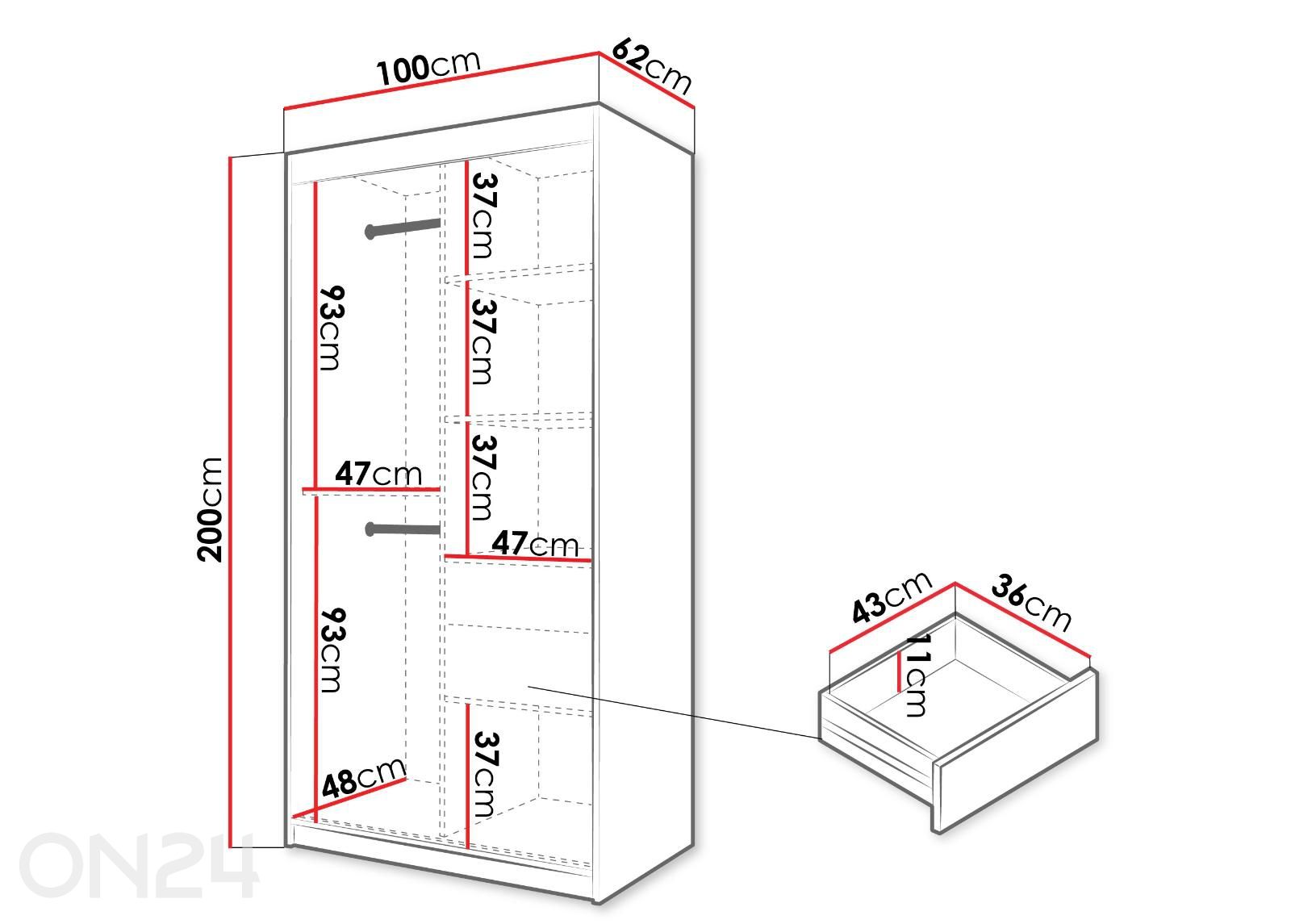Шкаф-купе Flutes 100 см увеличить размеры