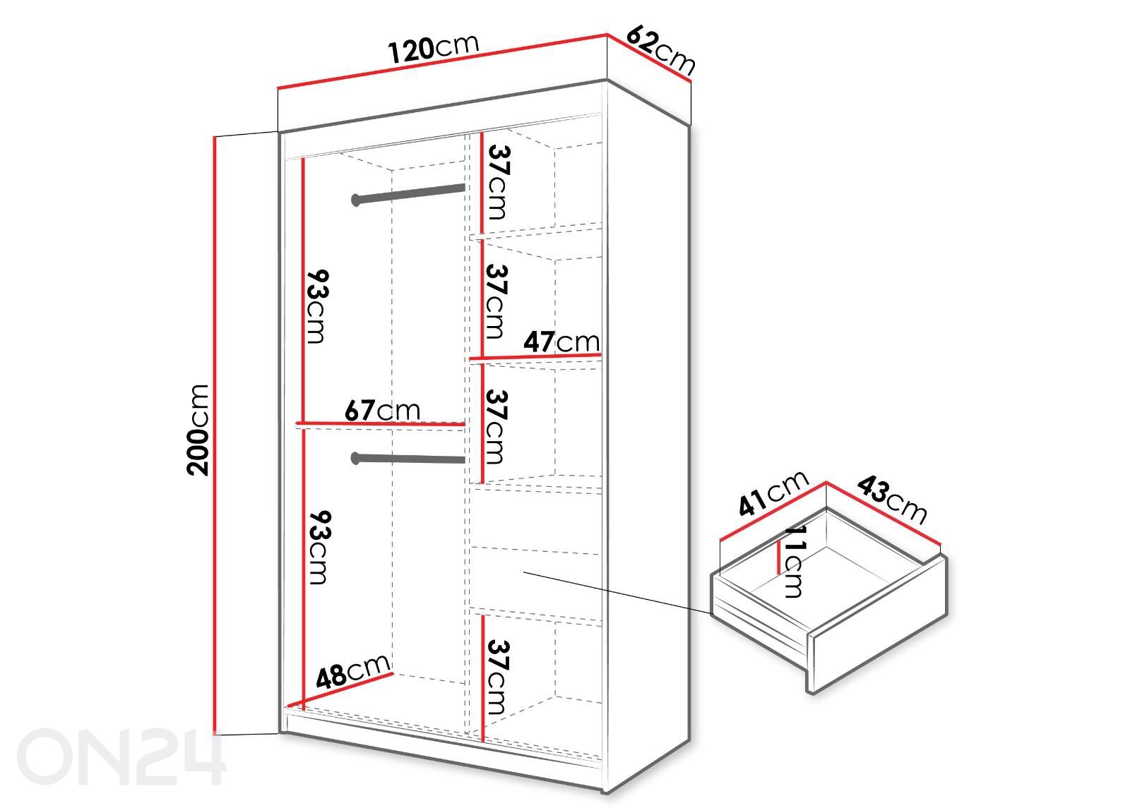 Шкаф-купе Flutes 120 см + LED увеличить размеры