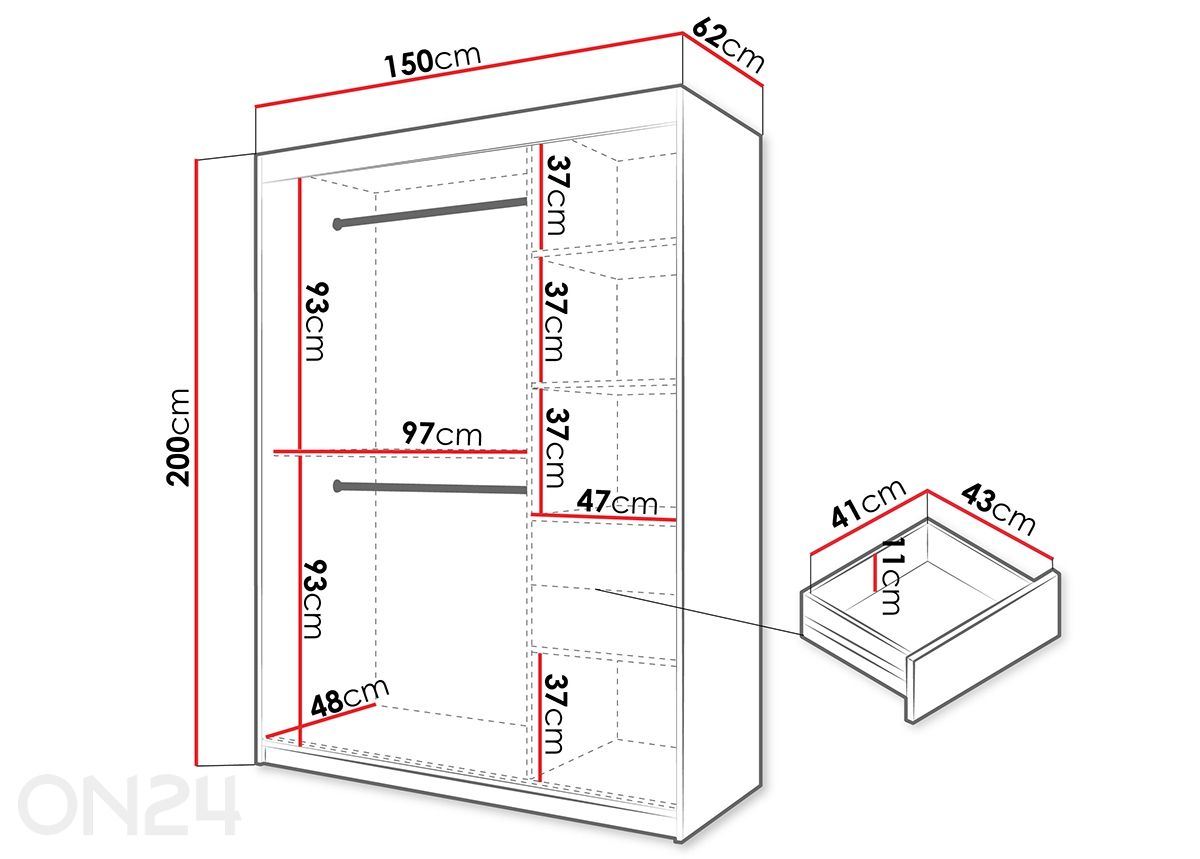 Шкаф-купе Flutes 150 см увеличить размеры