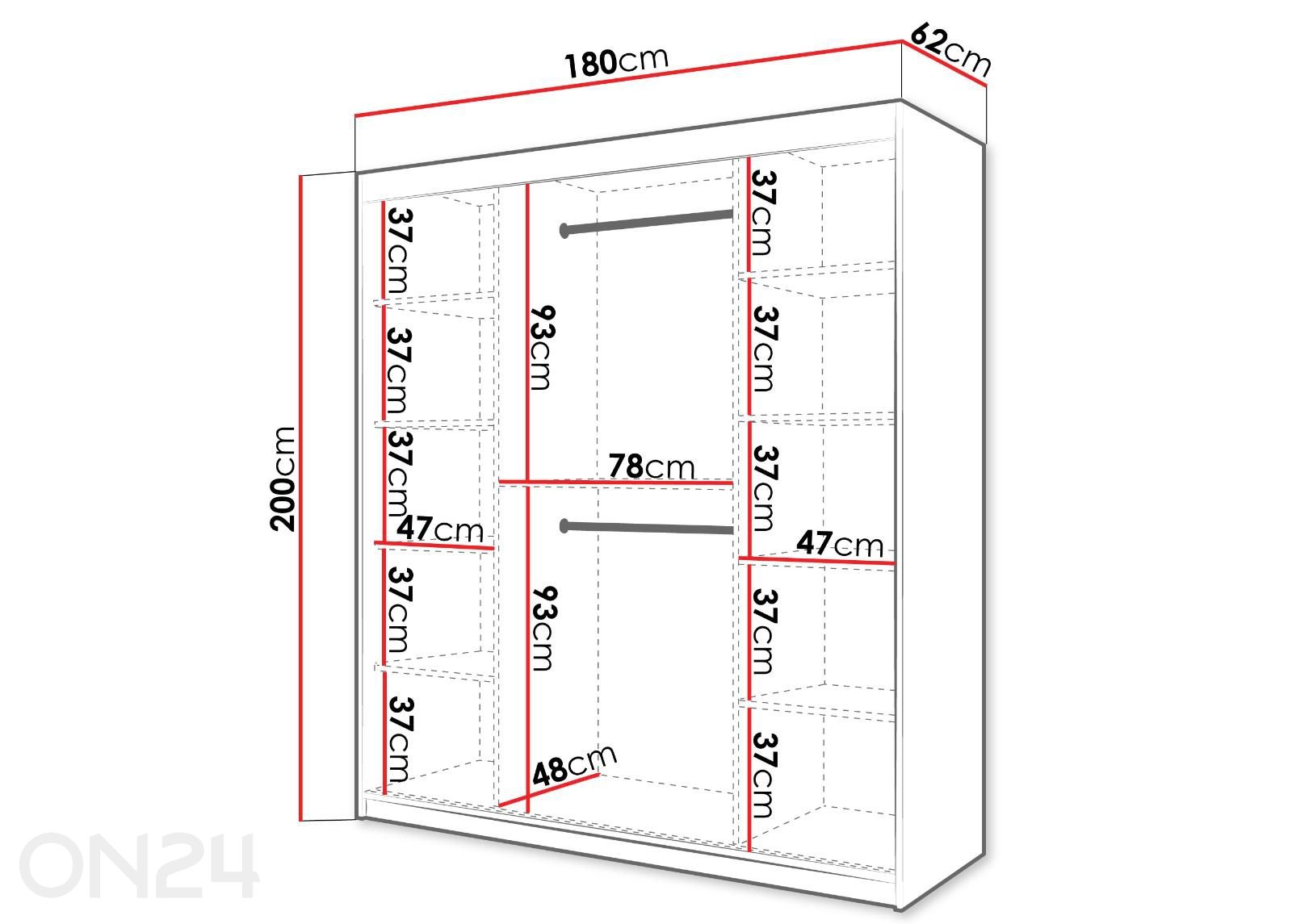 Шкаф-купе Flutes 180 см+ LED увеличить размеры