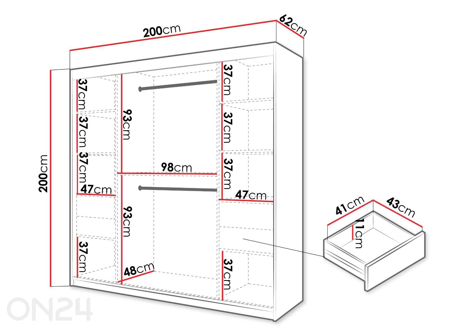 Шкаф-купе Flutes 200 см + LED увеличить размеры