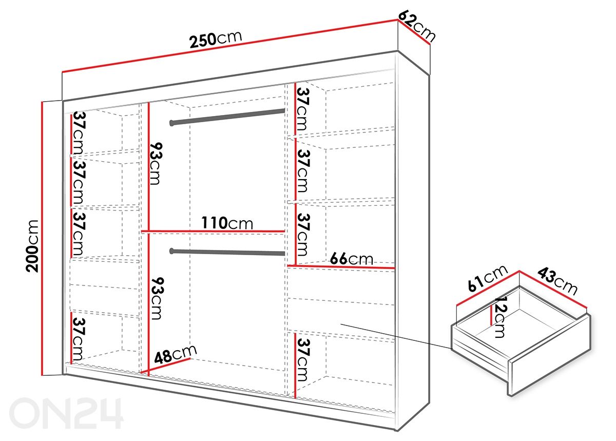 Шкаф-купе Flutes 250 см увеличить размеры