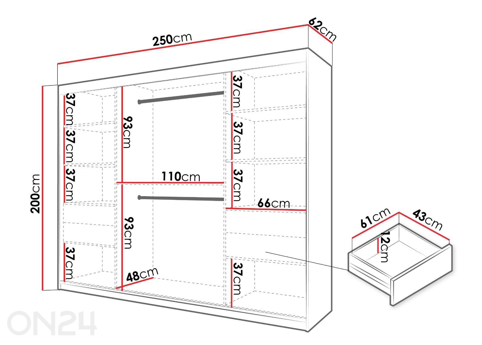 Шкаф-купе Flutes 250 см + LED увеличить размеры