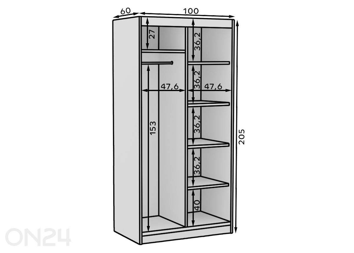 Шкаф-купе Hally 100 см увеличить размеры