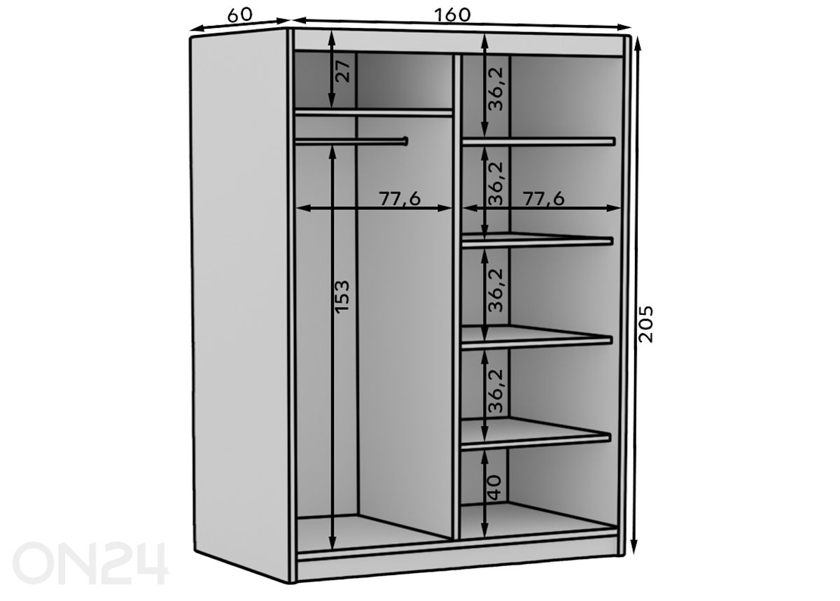 Шкаф-купе Hally 160 см увеличить размеры