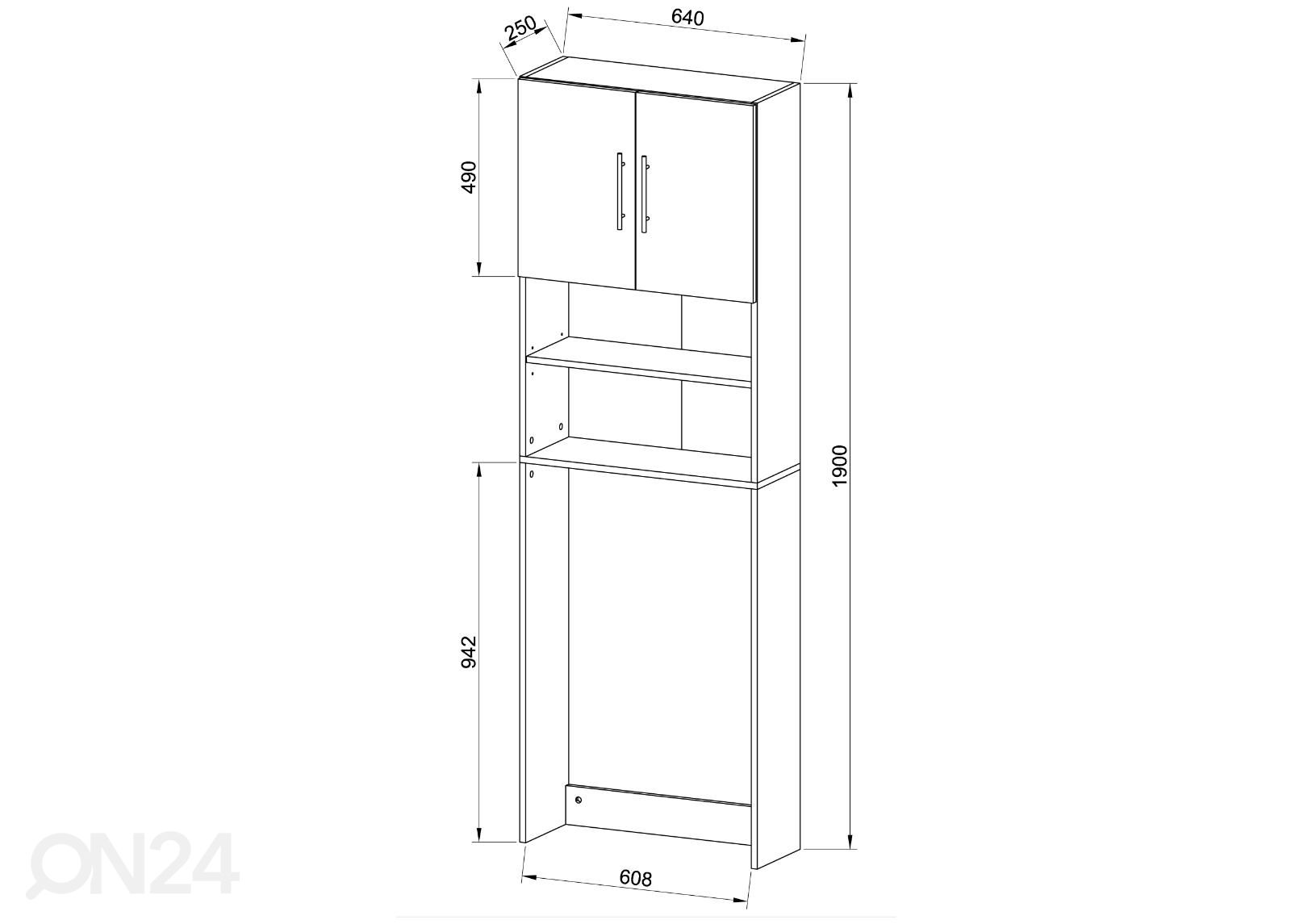 Шкаф над стиральной машиной Jutas 64 cm увеличить размеры