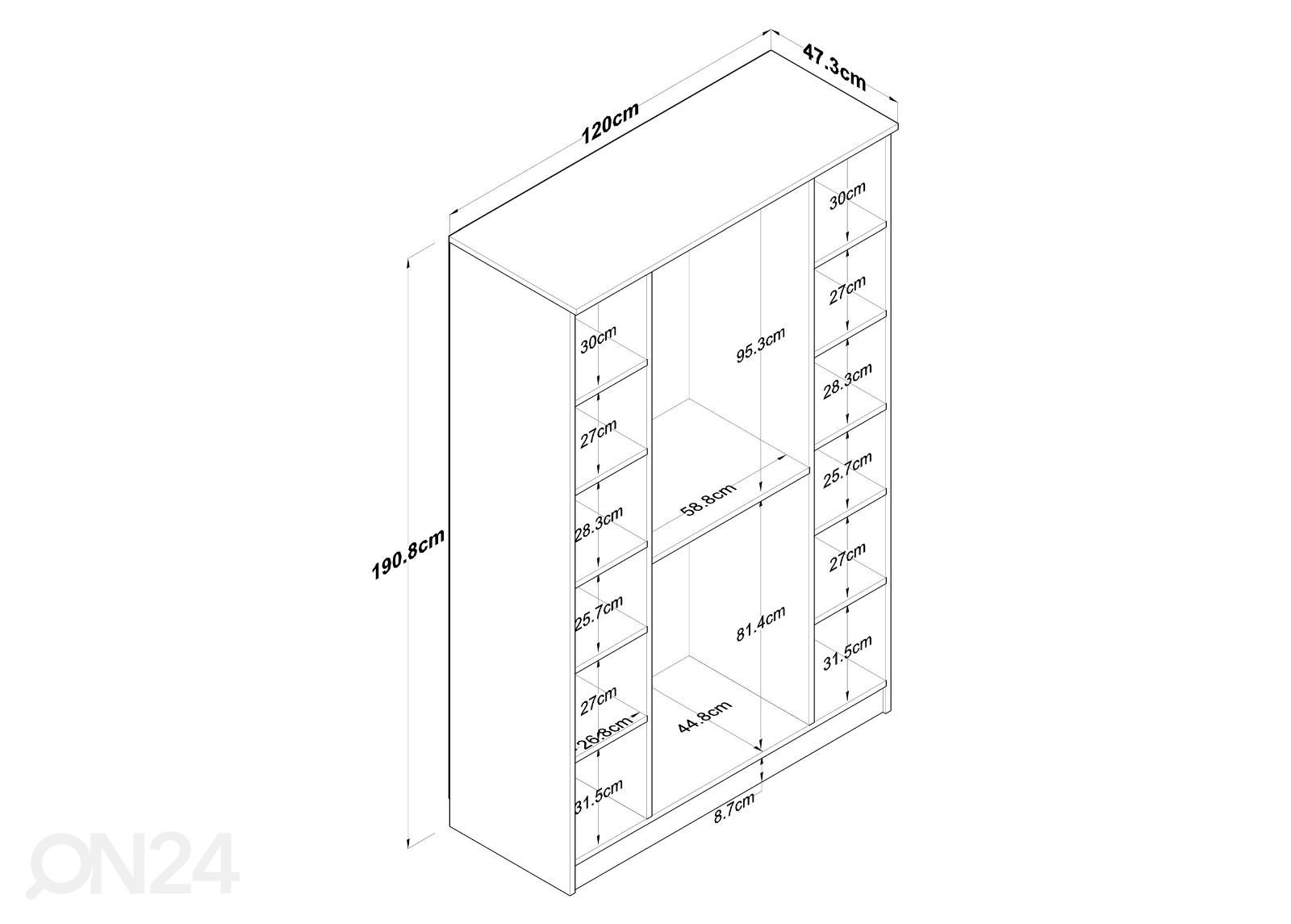 Шкаф платяной 120 cm увеличить размеры