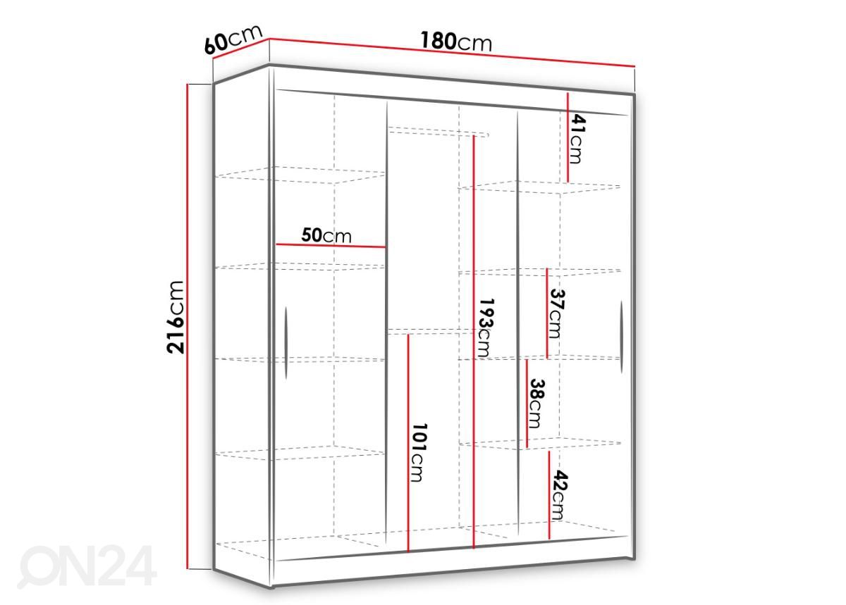 Шкаф платяной 180 cm + LED увеличить размеры
