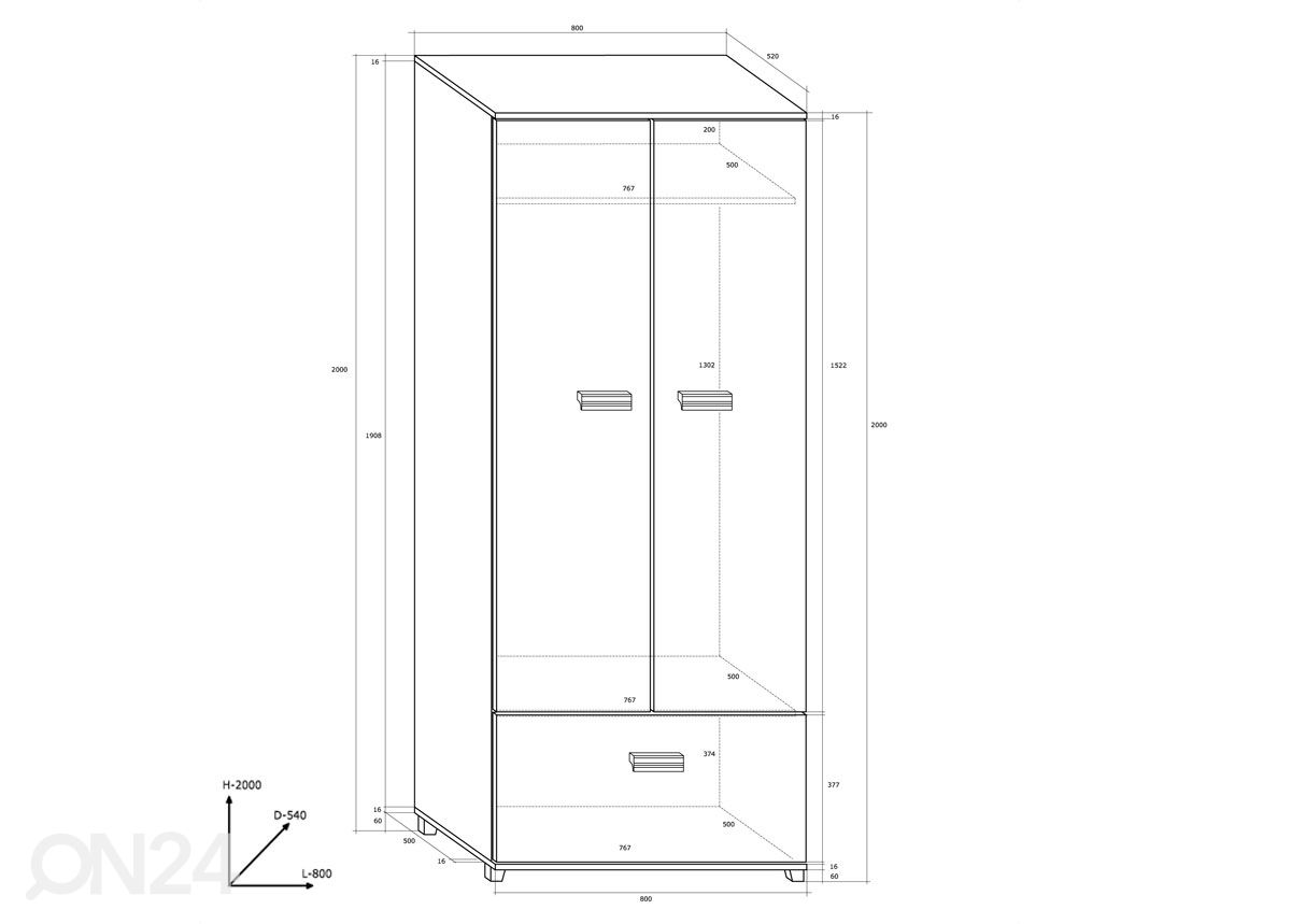 Шкаф платяной 80 cm увеличить размеры