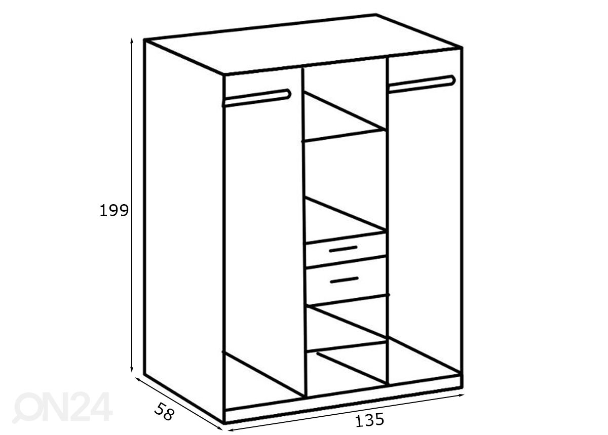 Шкаф платяной Aalborg 135 cm увеличить размеры