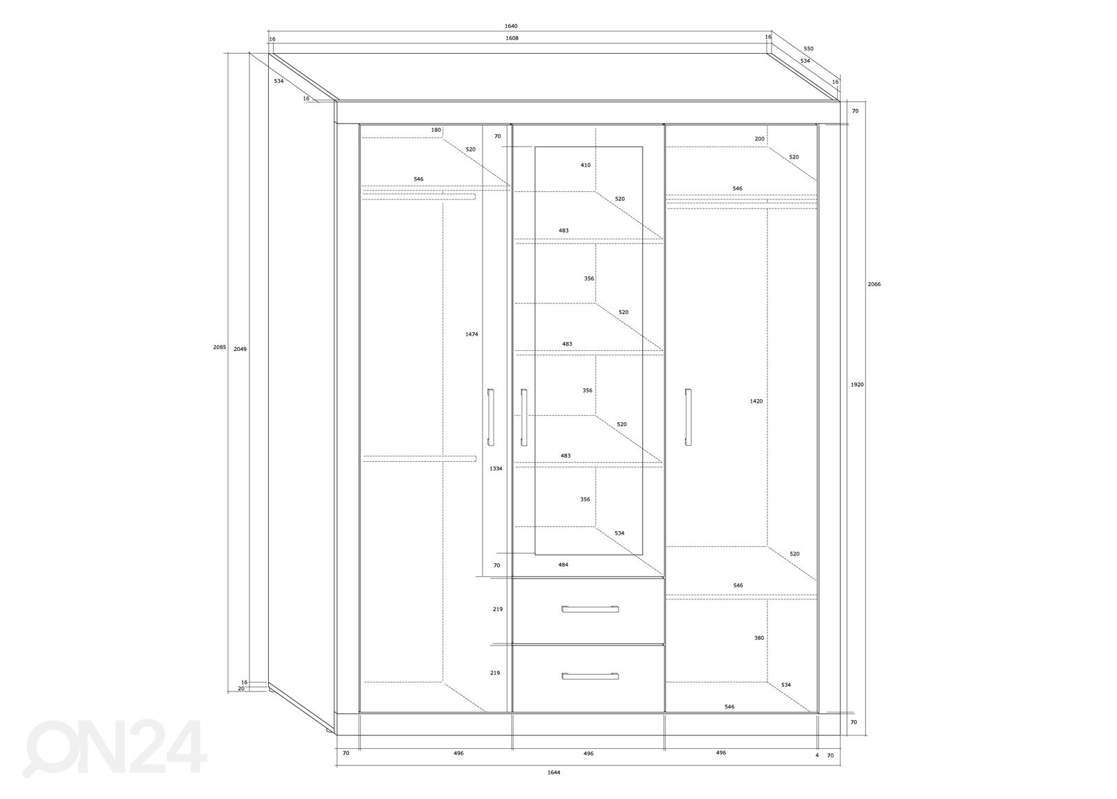 Шкаф платяной Bally 165 cm увеличить размеры