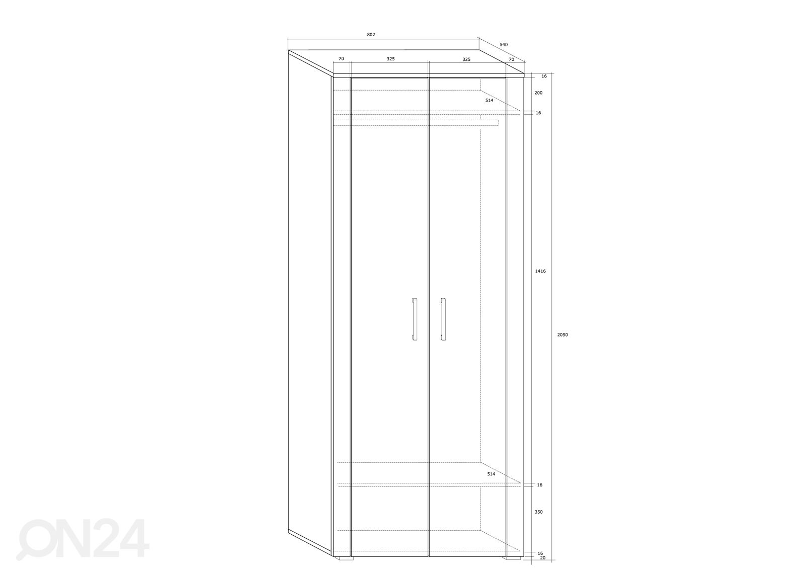 Шкаф платяной Char 80 cm увеличить размеры