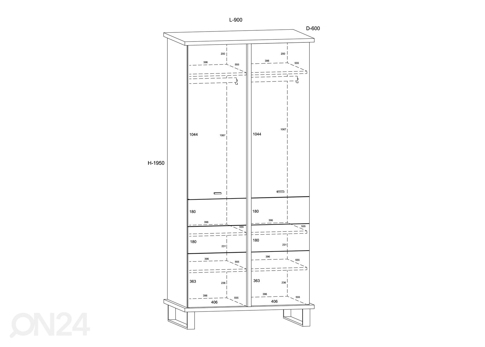 Шкаф платяной Fermoy 90 cm увеличить размеры