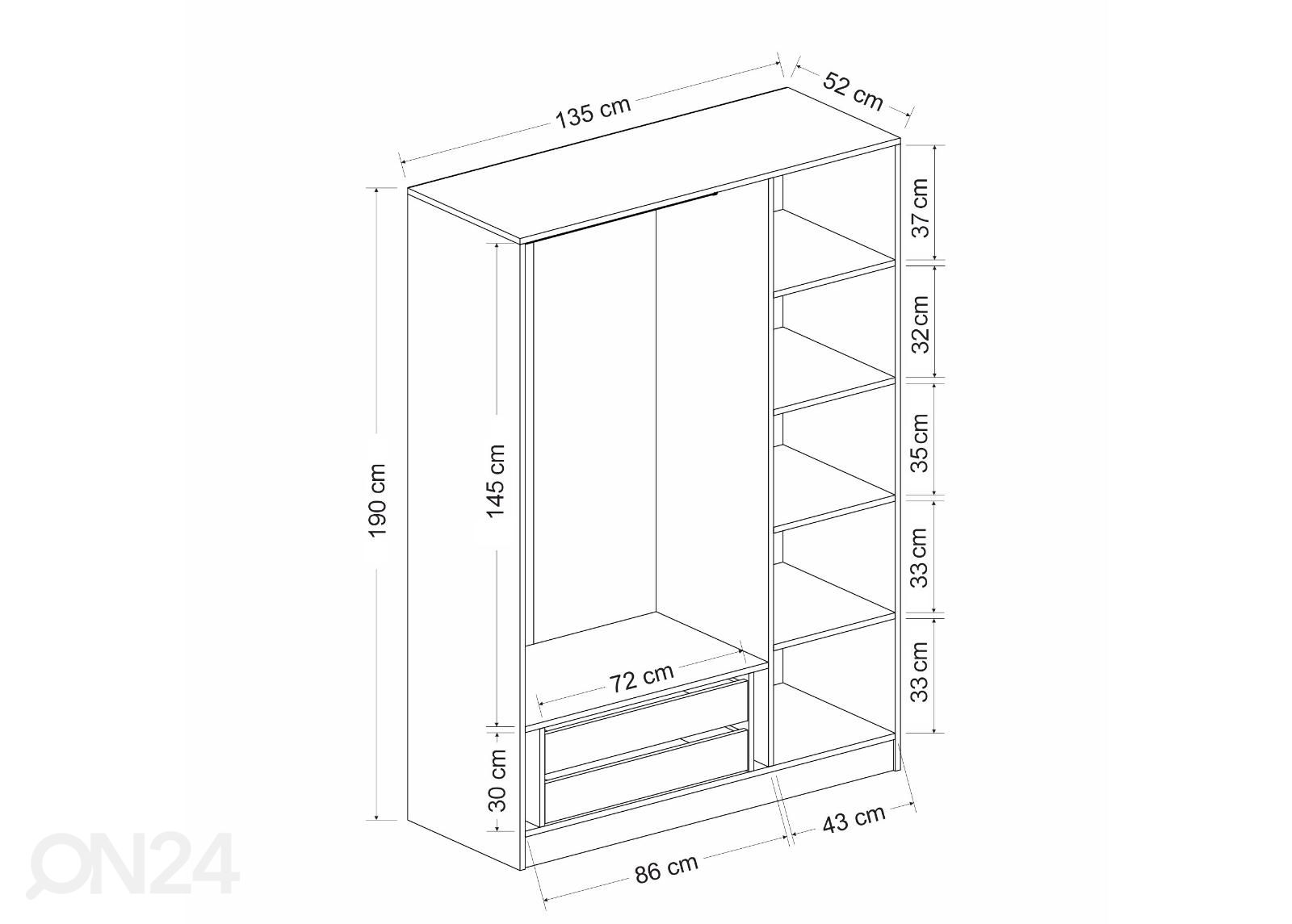 Шкаф платяной Glass 135 см увеличить размеры