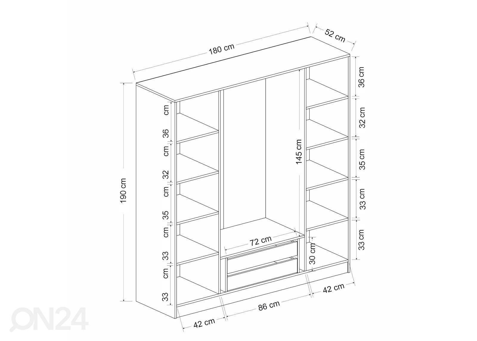 Шкаф платяной Glass 180 см увеличить размеры