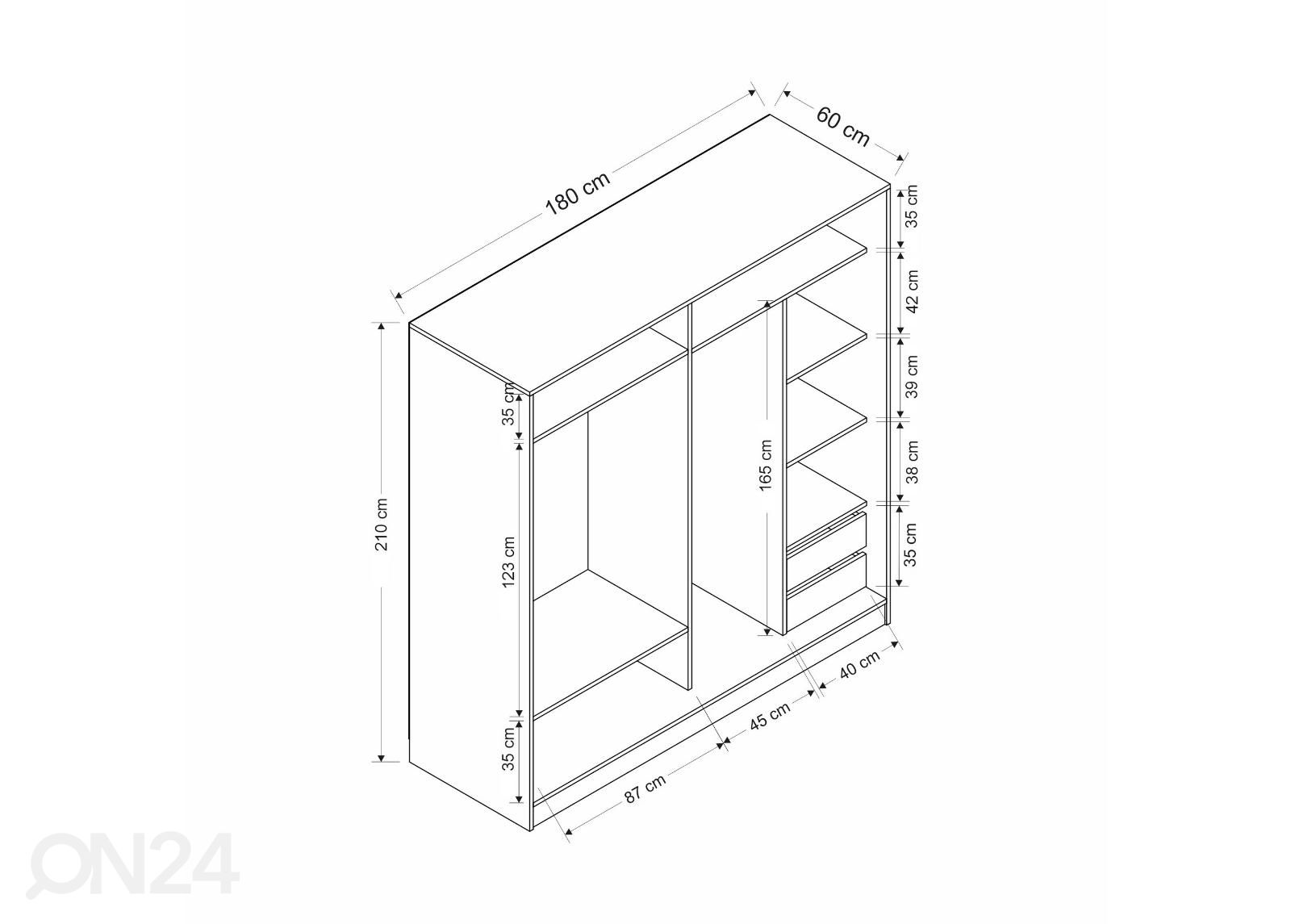 Шкаф платяной Glass 180 см увеличить размеры