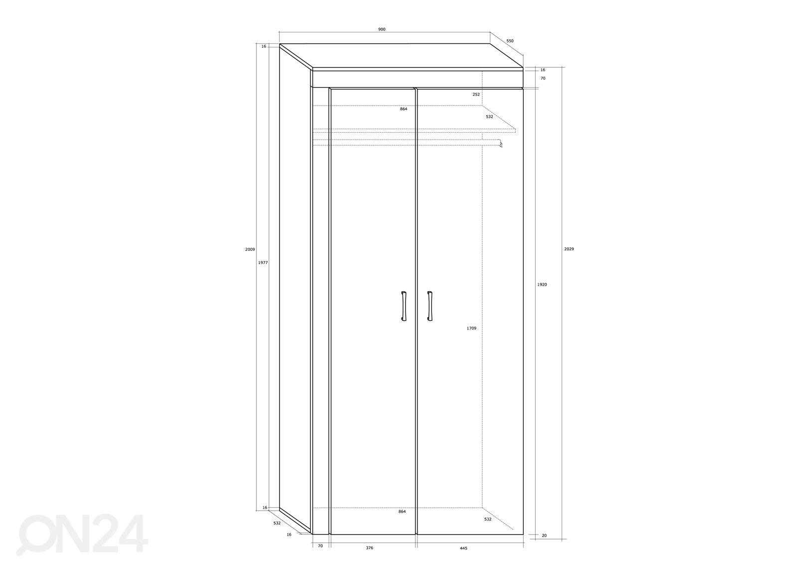 Шкаф платяной Keana 90 cm увеличить размеры