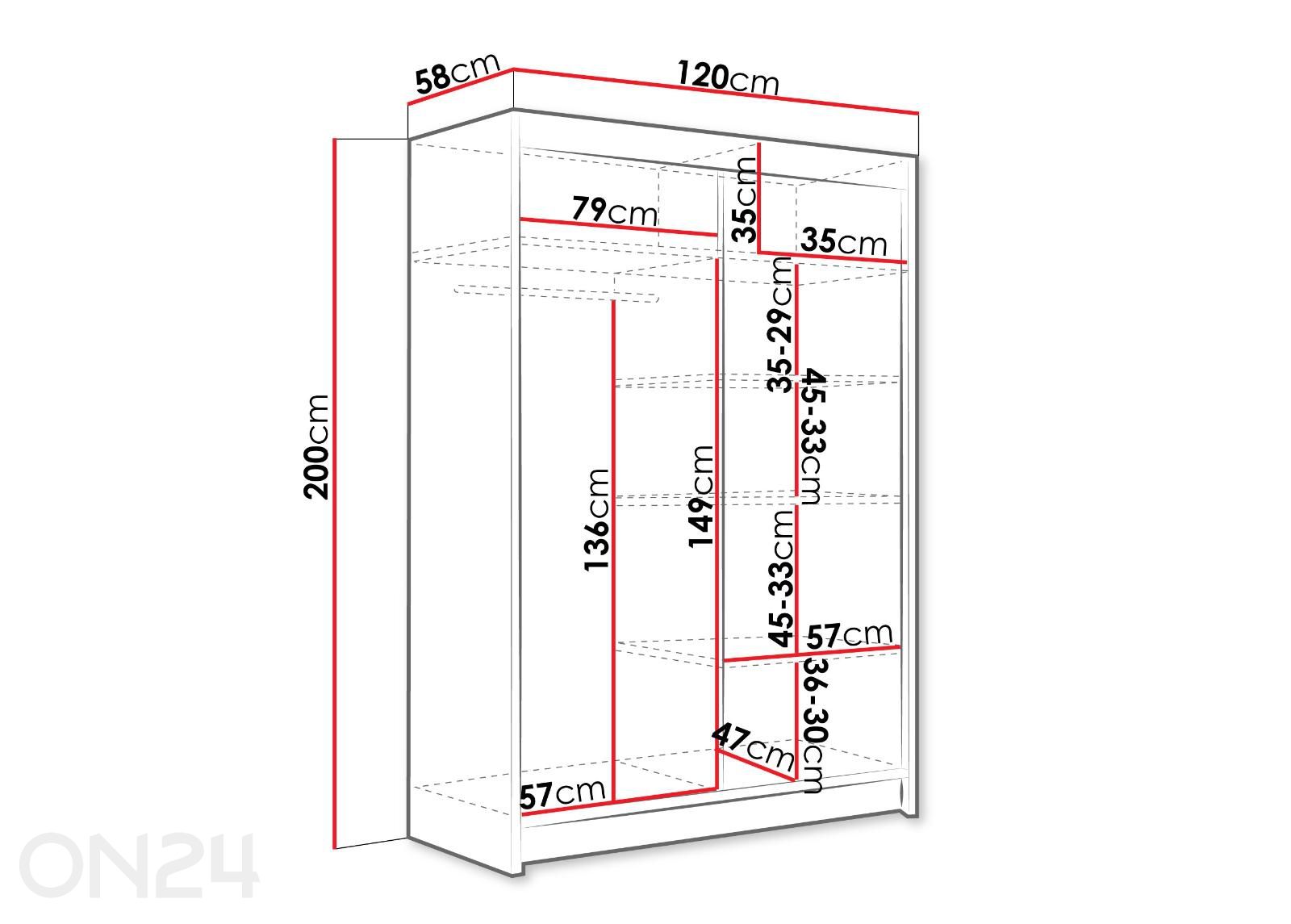 Шкаф платяной + LED увеличить размеры
