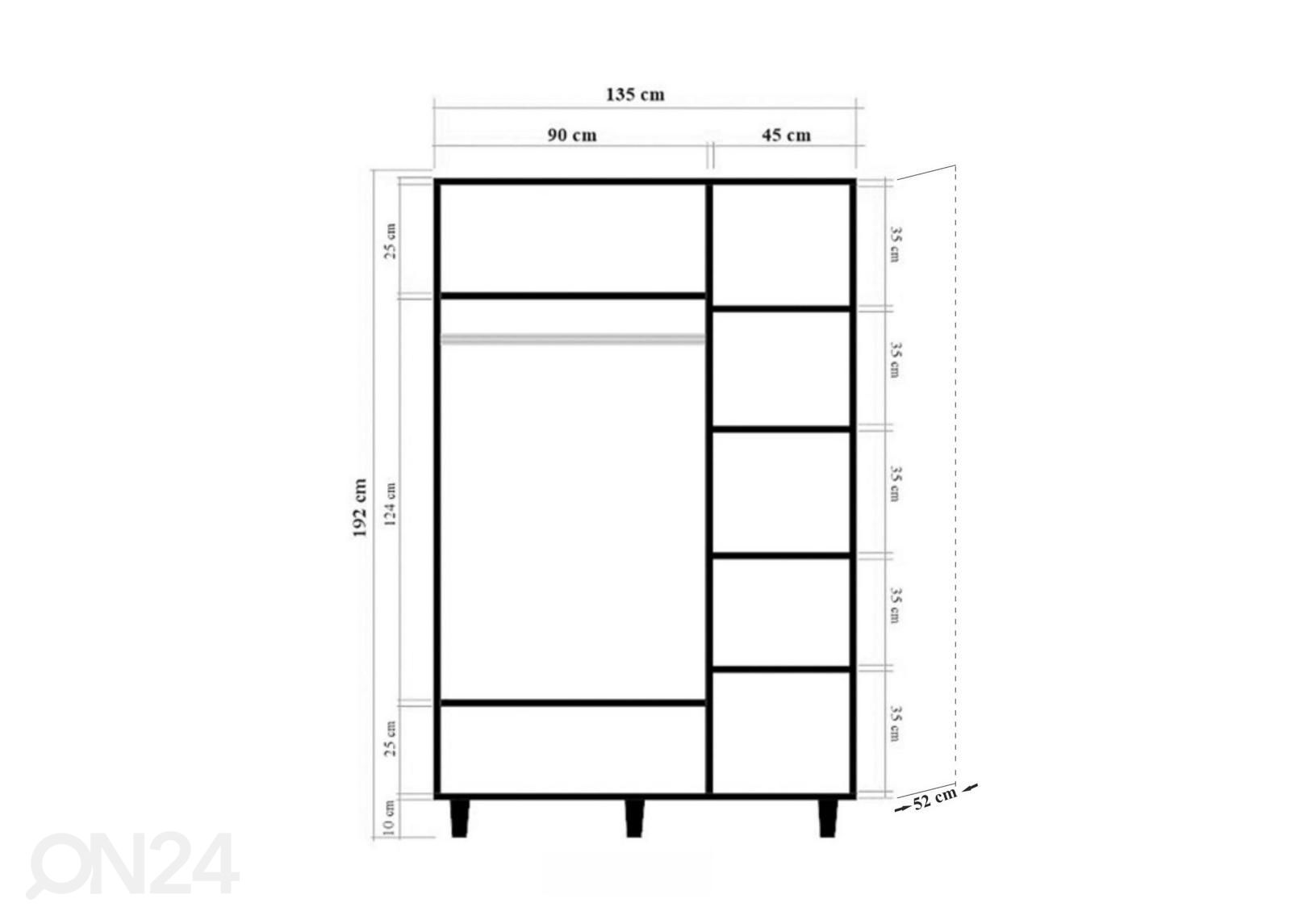 Шкаф платяной Lily 135 см увеличить размеры