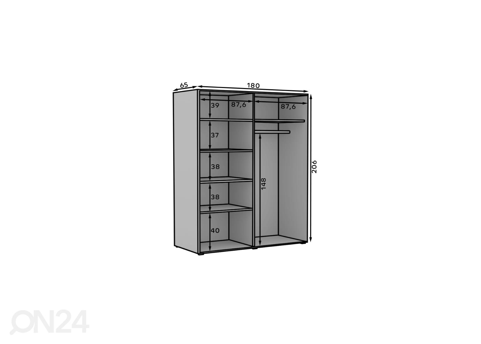 Шкаф платяной Ossining 180 cm увеличить размеры