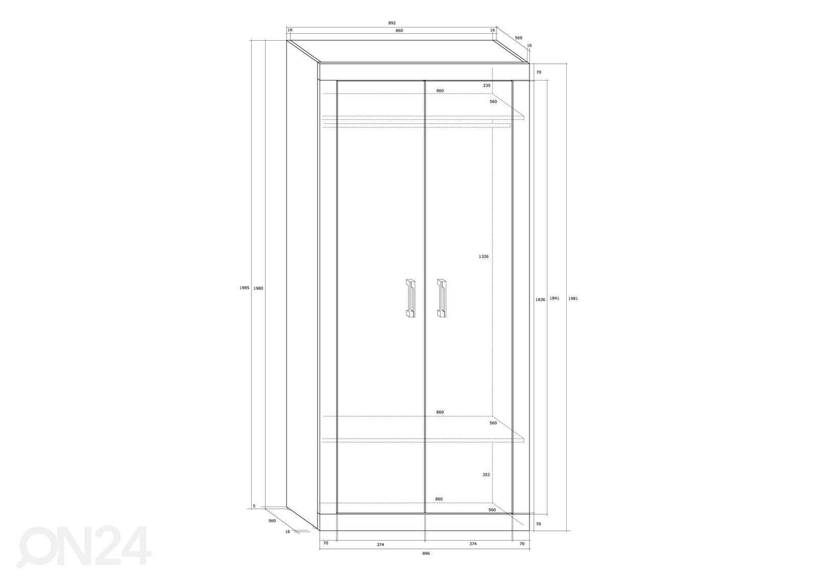 Шкаф платяной Skibbereen 90 cm увеличить размеры