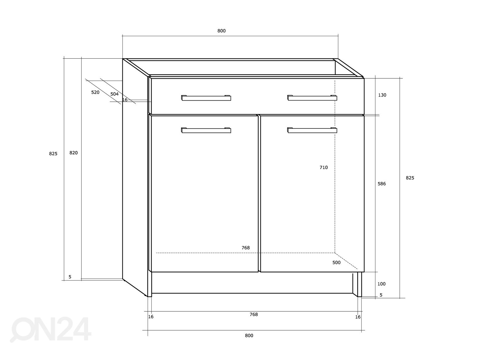 Шкаф под раковину Mizen 80 cm увеличить размеры