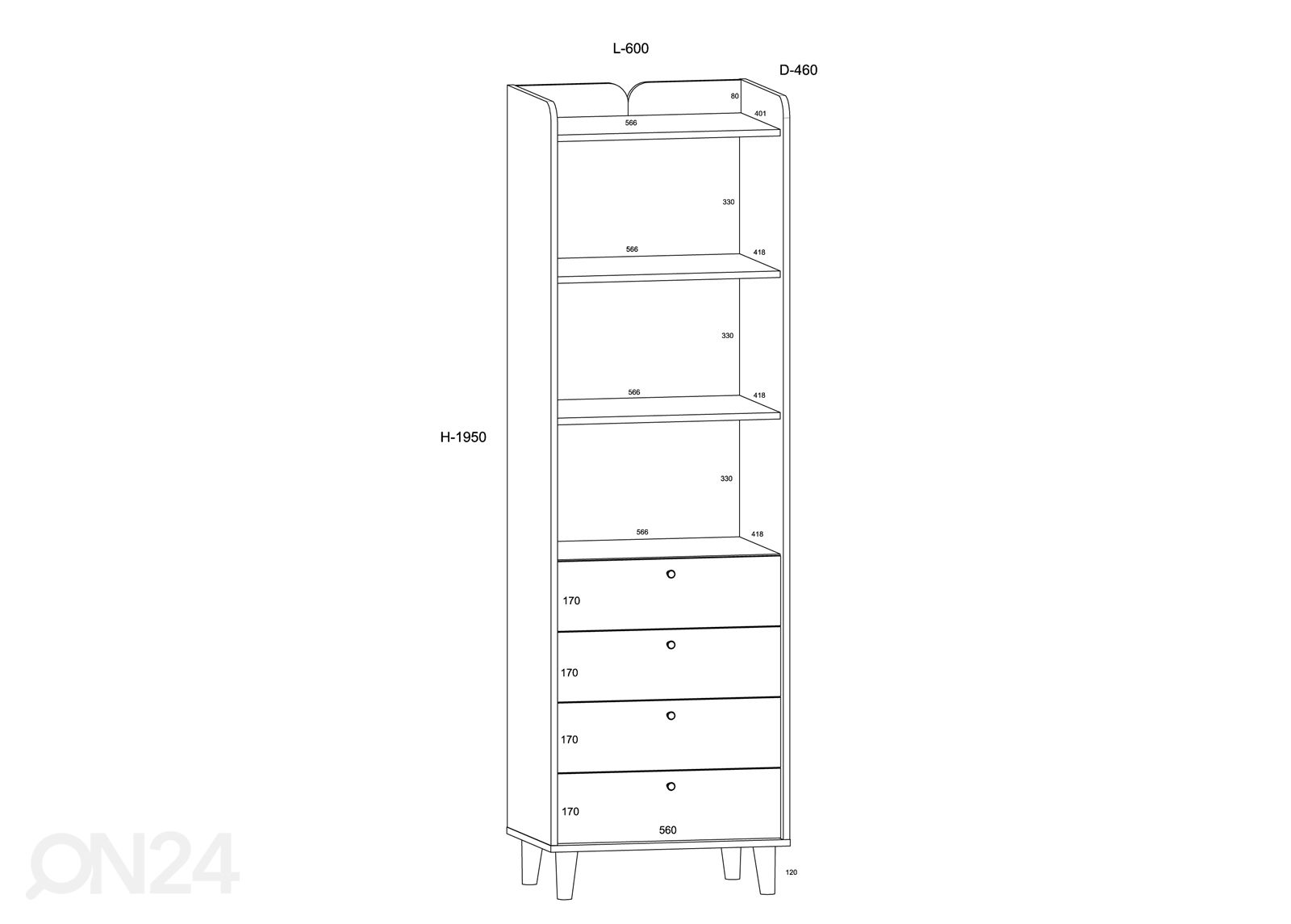 Шкаф-полка Glandore 60 cm увеличить размеры