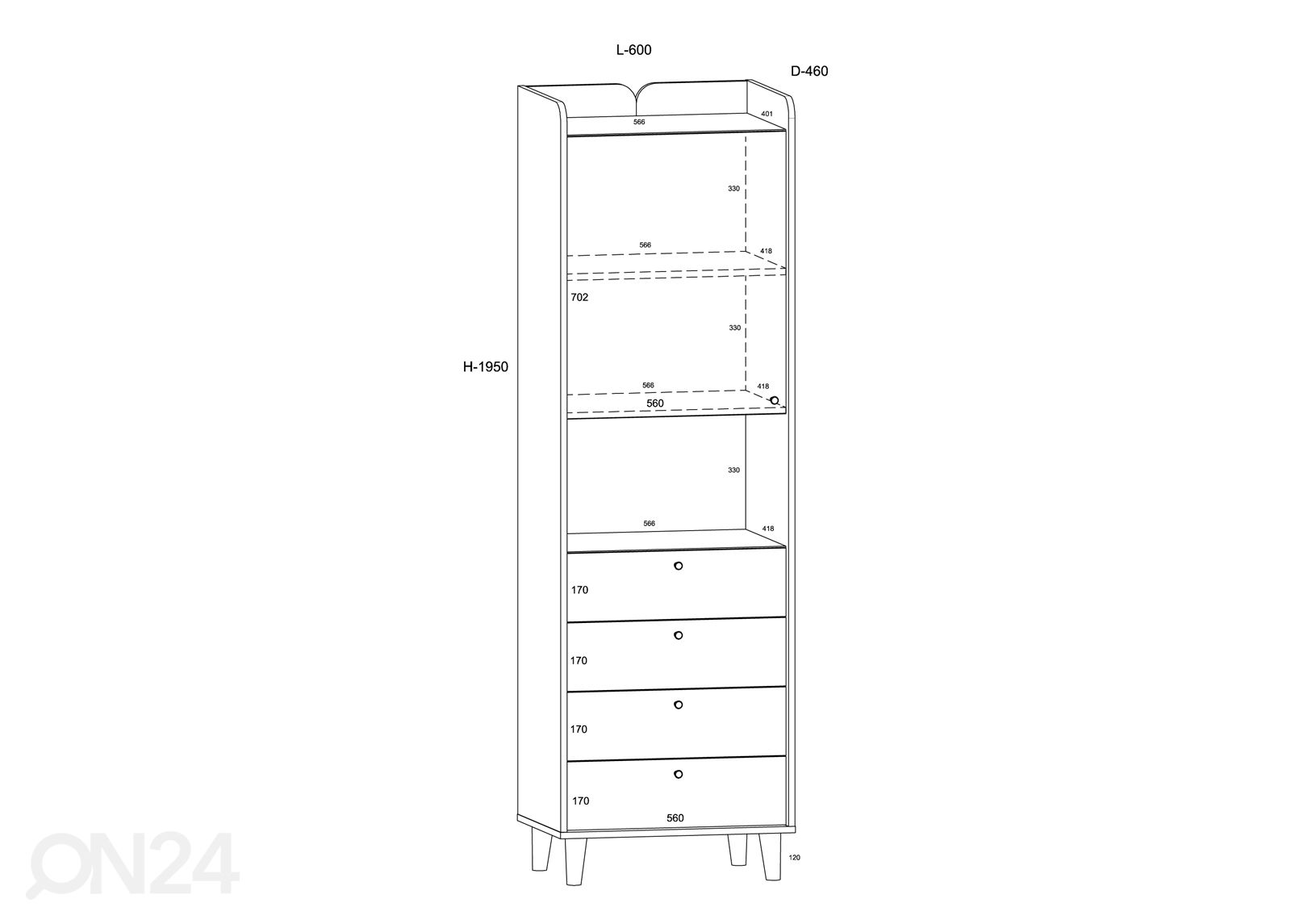 Шкаф-полка Glandore 60 cm увеличить размеры