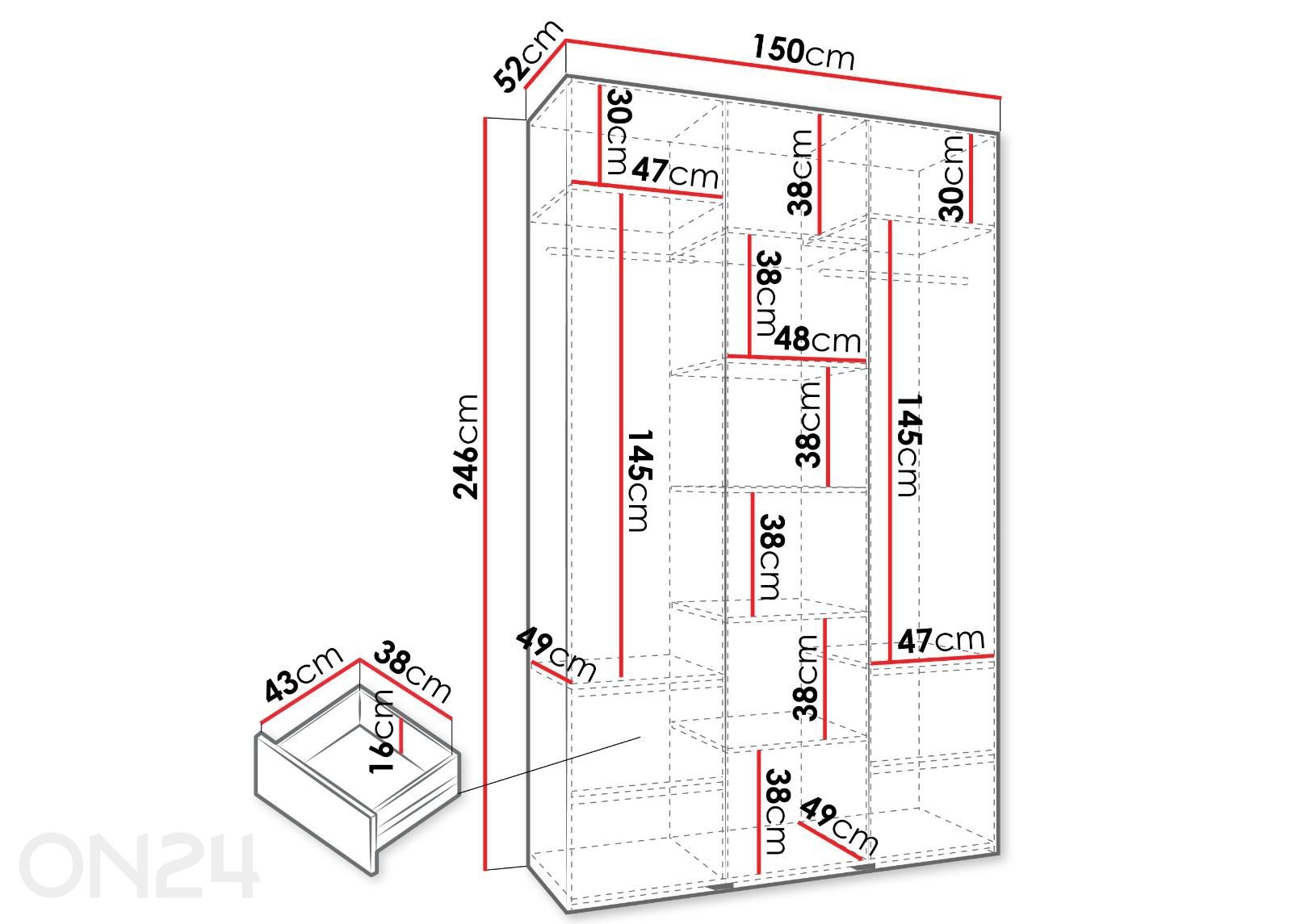 Шкаф Como III 150 см увеличить размеры
